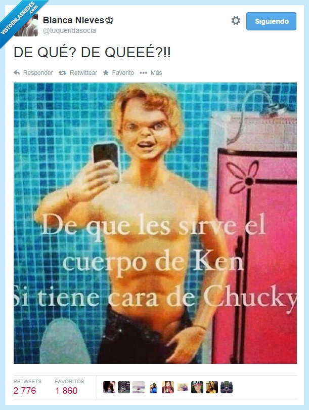 cuerpo,cuerpazo,macizo,chucky,ken,feo,cara,muñeco,diabolico,selfie