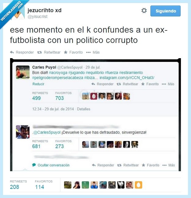Carles Puyol,Jordi Pujol,equivocación,defraudar,furbolista,político,corrupto,confusión