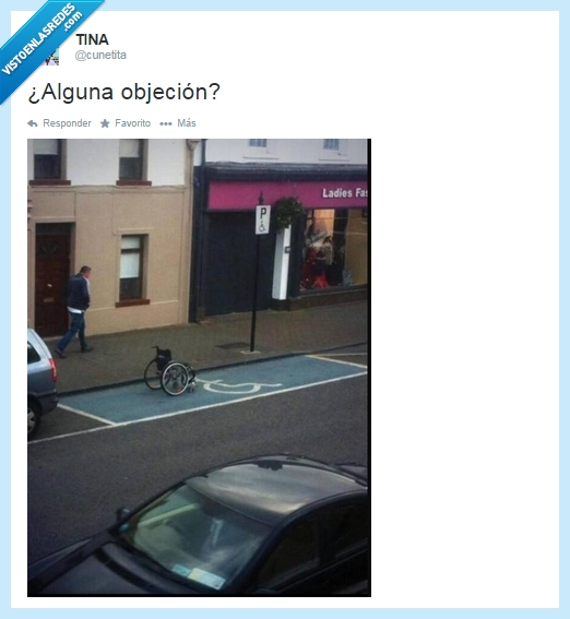 aparcamiento,aparcar,minusvalido,plaza,silla de ruedas,humor,imagen,twitter,españa,silla