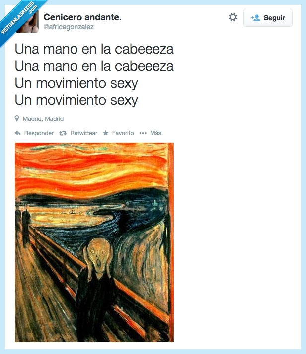 para bailar esto es una bomba,suavesito para abajo,king africa,grito,munch,edvard munch,vef,stat,africagonzalez,twitter,movimiento sexy,bomba
