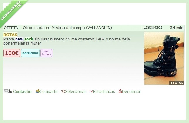 segunda mano,anuncio,milanuncios,si tuviera más pasta y el número de pié las compraba,hombre,mujer mandona,botas