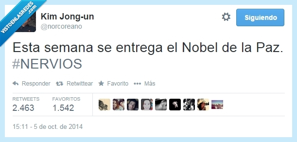 premio,Kim-Jong-un,Nobel de la Paz,nervios,semana