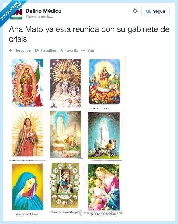 rezar,crisis,gabinete,ana mato,ebola,arreglar,petar,estampita,virgen