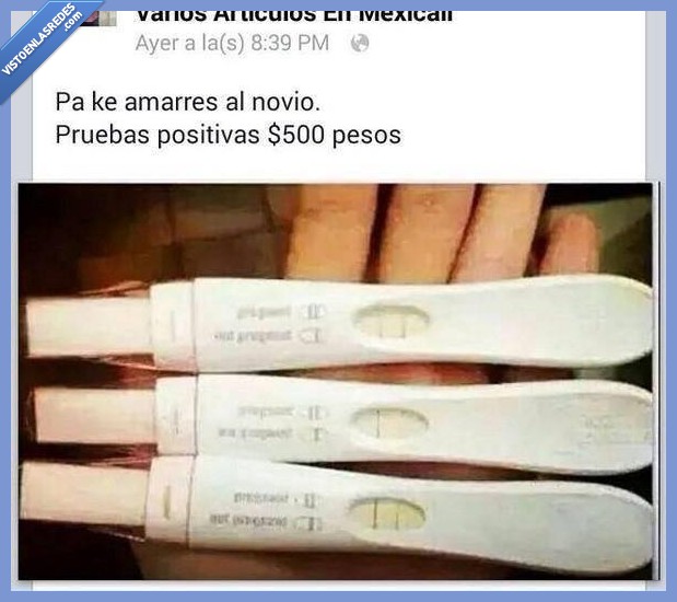 Facebook,test,embarazo,venta,predictor,positivo,vender,precio,pagar