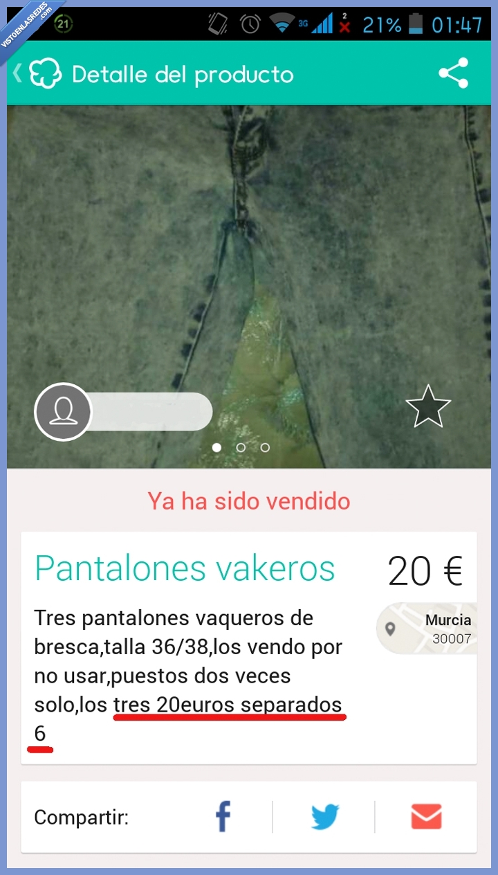 wallapop,pantalones,segunda mano,pava,calculo,la reina de las matematicas,vender,precio,caro,oferta