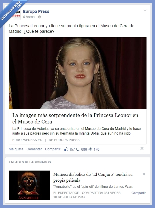 muñeca diabólica,infanta leonor,miedo,fea,annabelle