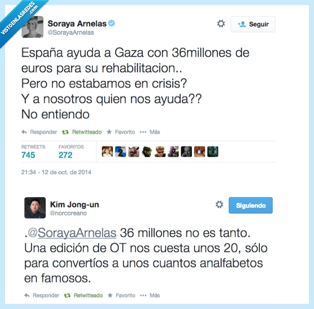 famosos,inversión,millones,zas en toda la boca,OT,norcoreano,Gaza,Soraya Arnelas