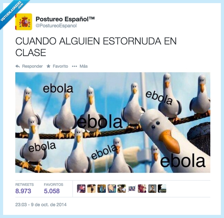 Ebola,estornudo,clase,gaviota,buscando a nemo,mio
