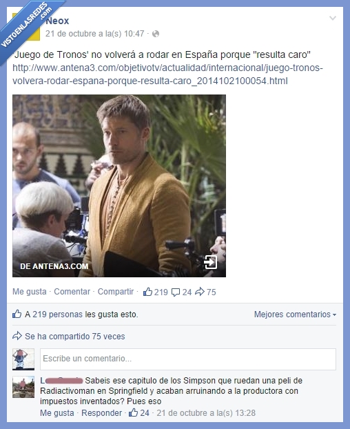 facebook,juego de tronos,antena 3,neox,caro,springfield,pagar,impuestos