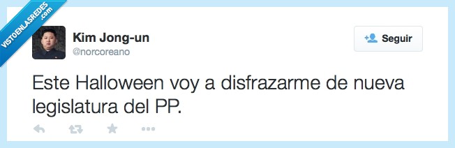 PP,norcoreano,miedo,por cada voto al PP se muere un gatito en un lugar aleatorio,disfraz,Halloween,legislatura