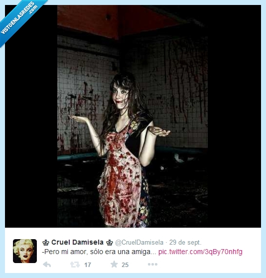 twitter,novia celosa,psicópata,sangre,miedo,halloween,delantal