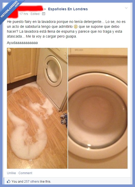 española en londres,inutil,espuma,lavadora,detergente,fairy,genio