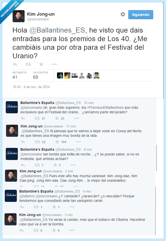 Uranio,Kim.Jong-un,conversación,ballantine's,concierto,festival,entradas,ballantines