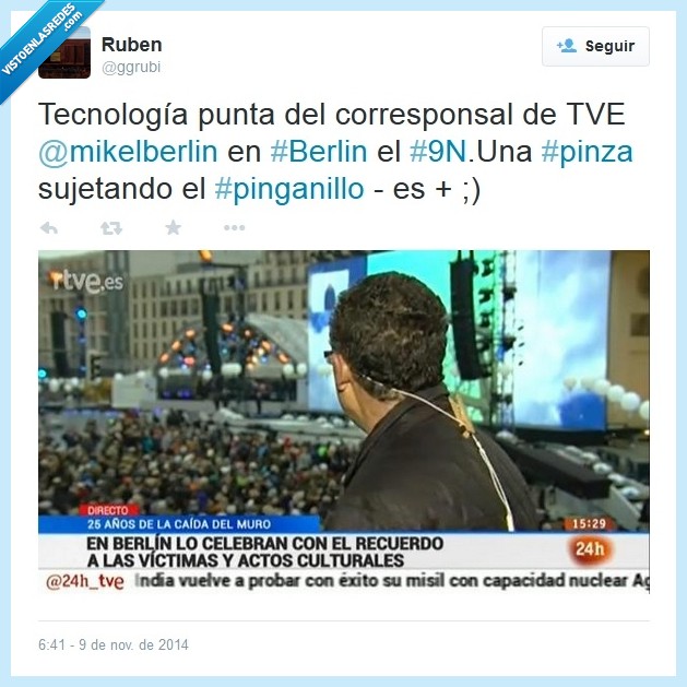 Berlín,muro. 9N,pinza,pinganillo,corresponsal,tecnología punta,cutre pero efectivo,mikelberlin