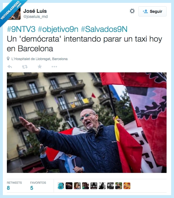 democrata,democracia,saludo,fascista,señor,bandera,cataluña,votacion,9n