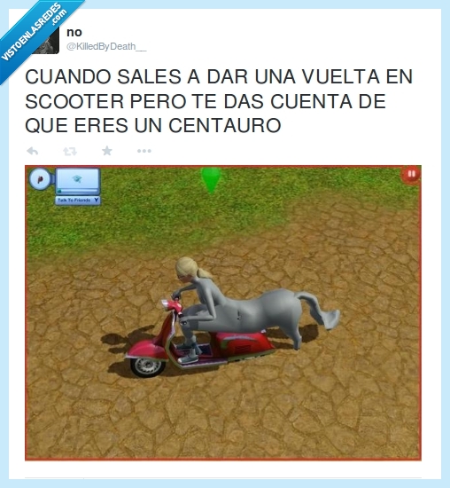 centauro,vuelta,scooter,sims,glitch,subir,montar