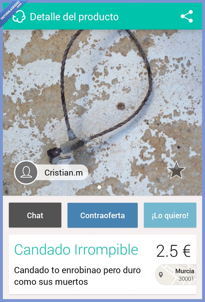 candado,enrobinao,oxidado,Murcia,duro,sus muertos,cerrar,puerta,wallapop