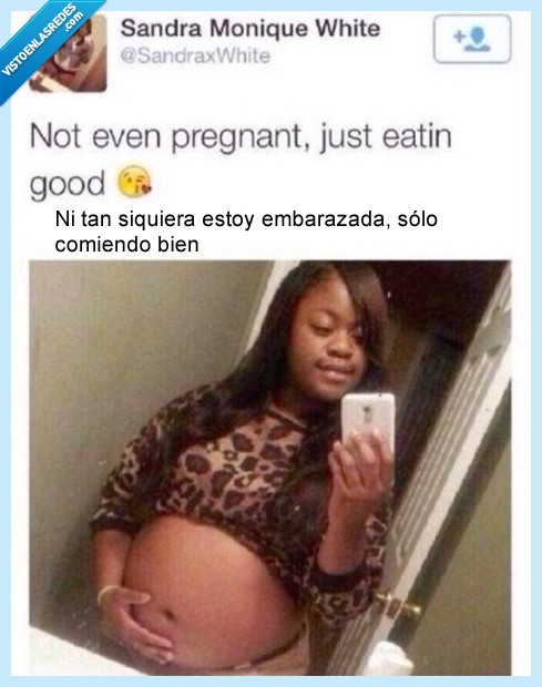 comida,rica,pregnant,embarazada,barriga,tripa,gorda,negra,selfie,sacar,comer