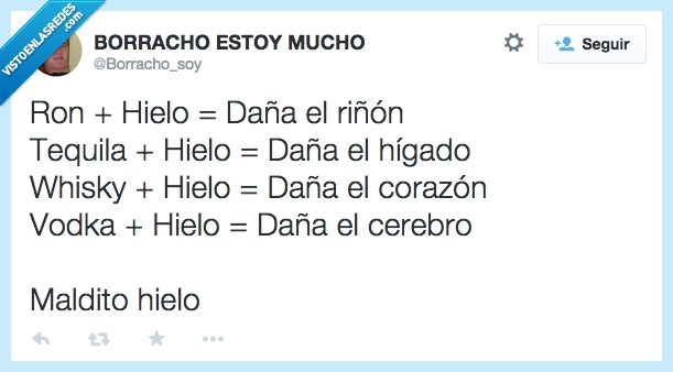 beber,ron,hielo,bebida,tequila,whisky,higado,cerebro,riñon,malo
