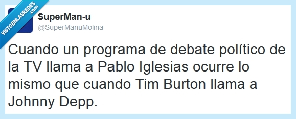 pablo iglesias,podemos,tim burton,johnny depp,audiencia,publico,exito