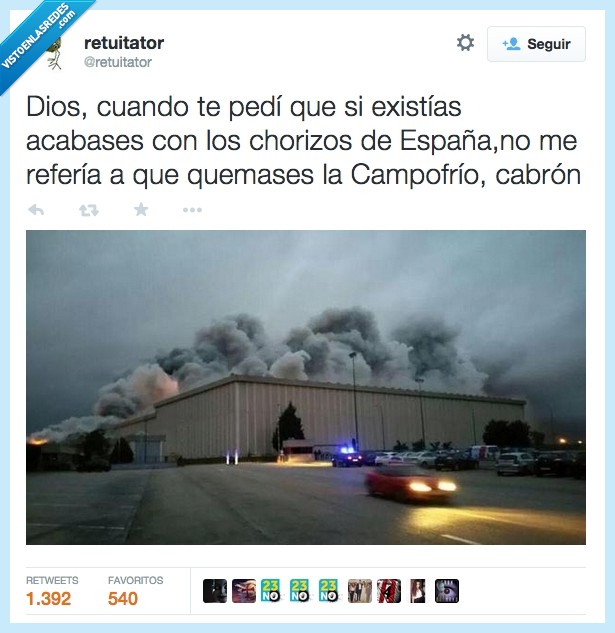 campofrio,quemar,incendio,acabar,chorizos,españa,comida,embutido,fuego