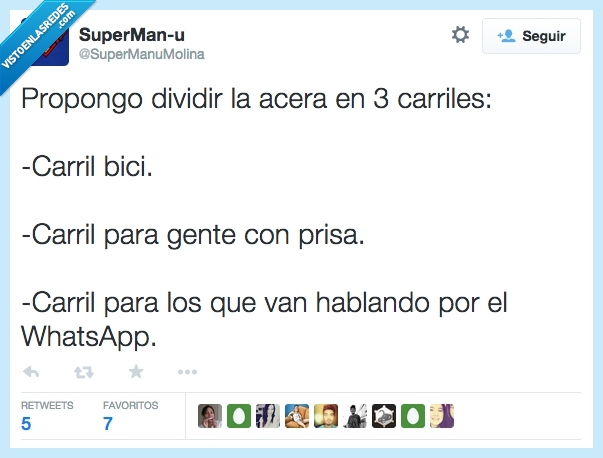 whatsapp,carril,bici,lentos,prisa,acera