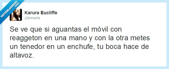 meter,mentira,seleccion natural,enchufe,electrocutarse,twitter,tenedor,boca,altavoz,cani reggaeton