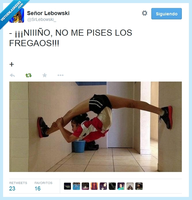 madre,niño,niña,pisar,fregao,suelo,contorsionista,gimnasta,pared