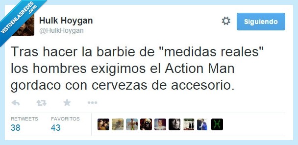tras,barbie,medidas,reales,hombres,action man,gordaco,cerveza