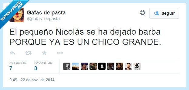 grande,niño,barba video,deja,nicolas,pequeño