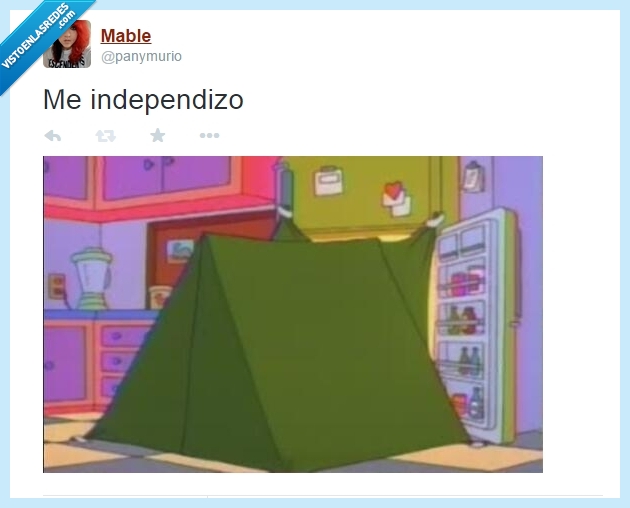 twitter,me independizo,simpson,nevera,tienda de campaña,cocina
