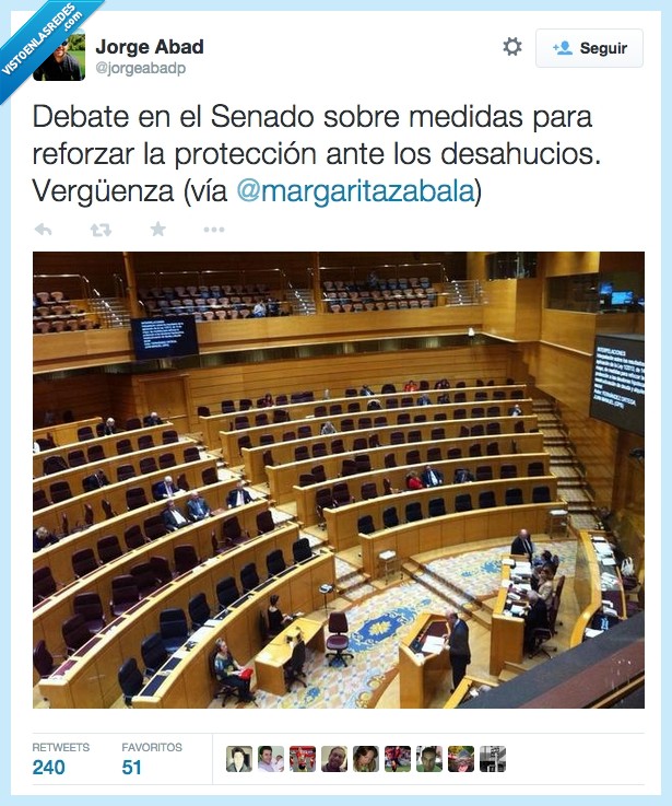 senado,desahucio,debate,políticos,vacio,trabajar,vergüenza