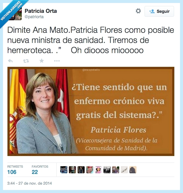 dimite,dimisión,Ana Mato,Patricia Flores,Sanidad,nueva,ministra,hemeroteca,enfermo,cronico,sistema