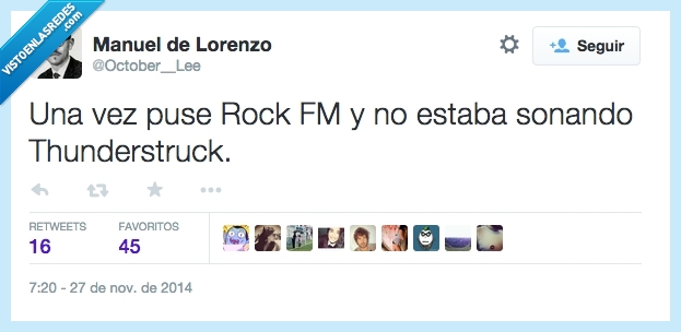 una,vez,puse,poner,Rock FM,RockFM,Thunderstruck,ACDC,AC/DC