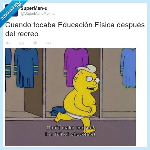 recreo,gimnasia,educación física,chocolate,los simpson,correr,utter