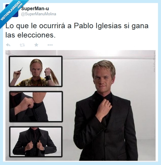 cortar,coleta,pablo iglesias,barney stinson,podemos,como conoci a vuestra madre,hippy