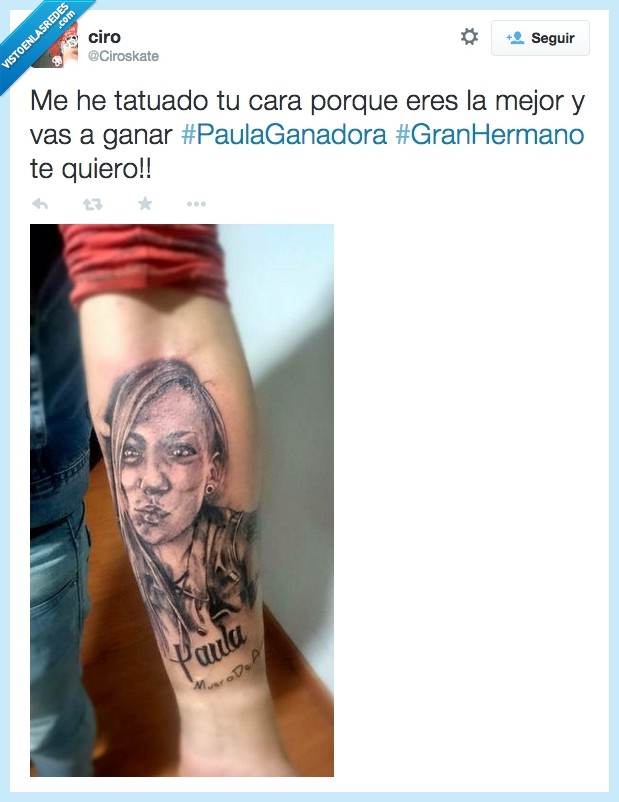 cara,Gran Hermano,GH,ciroskate,tatuaje,paula