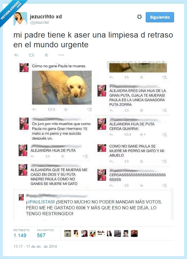 suicido,perder,ganar,abuelo,perro,Alejandra,Paula,gh,gran hermano,matar