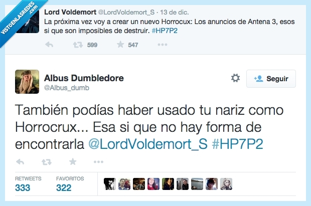 Voldemort,Horrocrux,nariz,Hogwarts,Dumbledore
