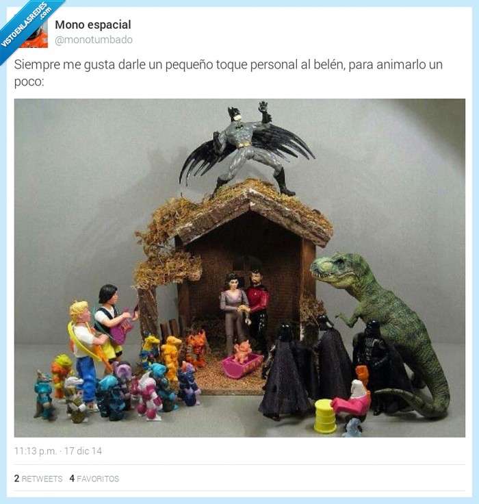 belen,todos,deseamos,dinosaurio,star trek,darth vader,muñeco,friki,mejor,navidad