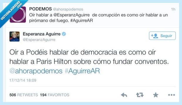 podemos,Esperanza aguirre,democracia,corrupcion,convento,Paris Hilton