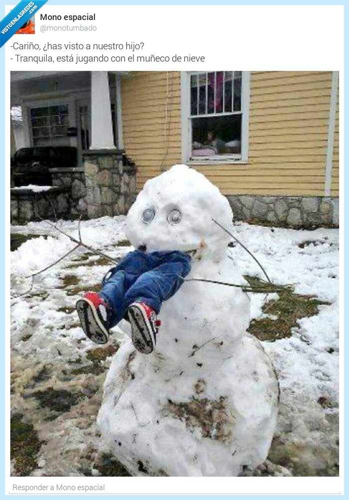 miedo,snowman,nieve,muñeco,hijo,comer