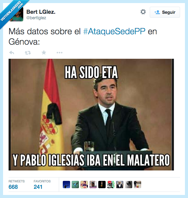 sede,atacar,butano,bombona,maletero,pablo iglesias,ataque,eta,partido popular,pp,calle,genova