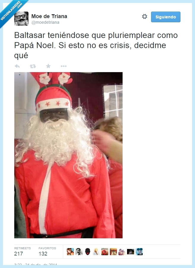 crisis,regalos,navidad,disfraz,papa noel,negro,blanco,Baltasar