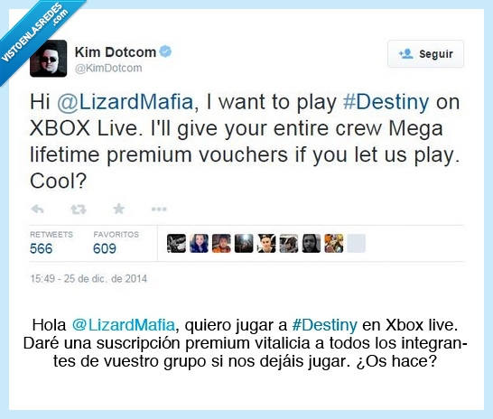 Destiny,Creador de Mega,Kim Dotcom,Hackers,Lizard Mafia,PlayStation,Xbox
