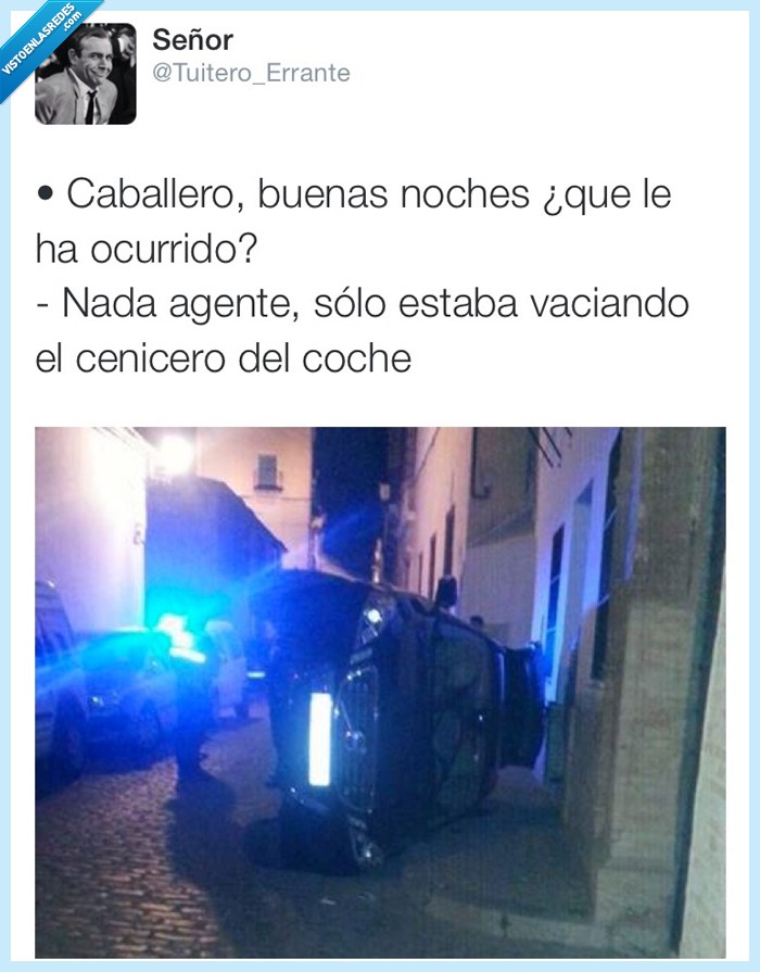 coche,volcado,volcar,vaciar,cenicero,accidente,agente