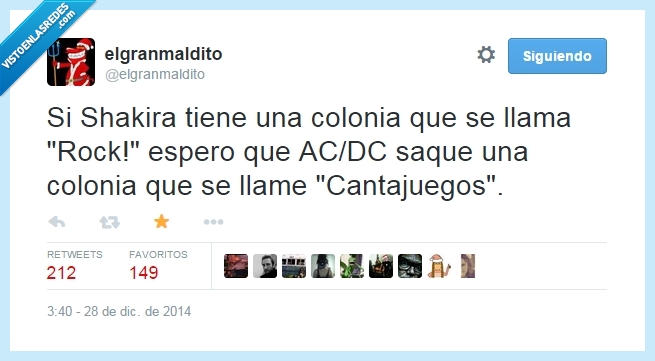 Shakira,colonia,rock,ACDC,cantajuegos