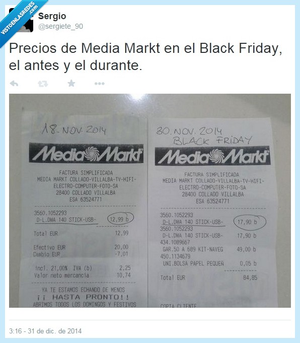 black friday,twitter,engaño,timo,mediamarkt,ticket,precio,subir,bajar,rebaja