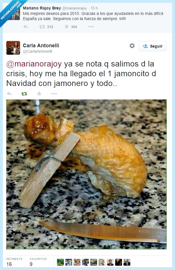 actualidad,año nuevo,2015,rajoy,jamón,jamoncito,muslito,pollo,barato,pequeño,celebrar,Pinza,jamonero