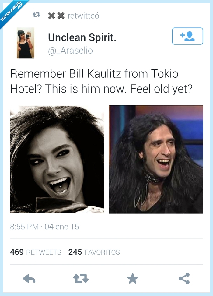 Tokio Hotel,Bill Kaulitz,Mario Vaquerizo,crecer,viejo,evolución